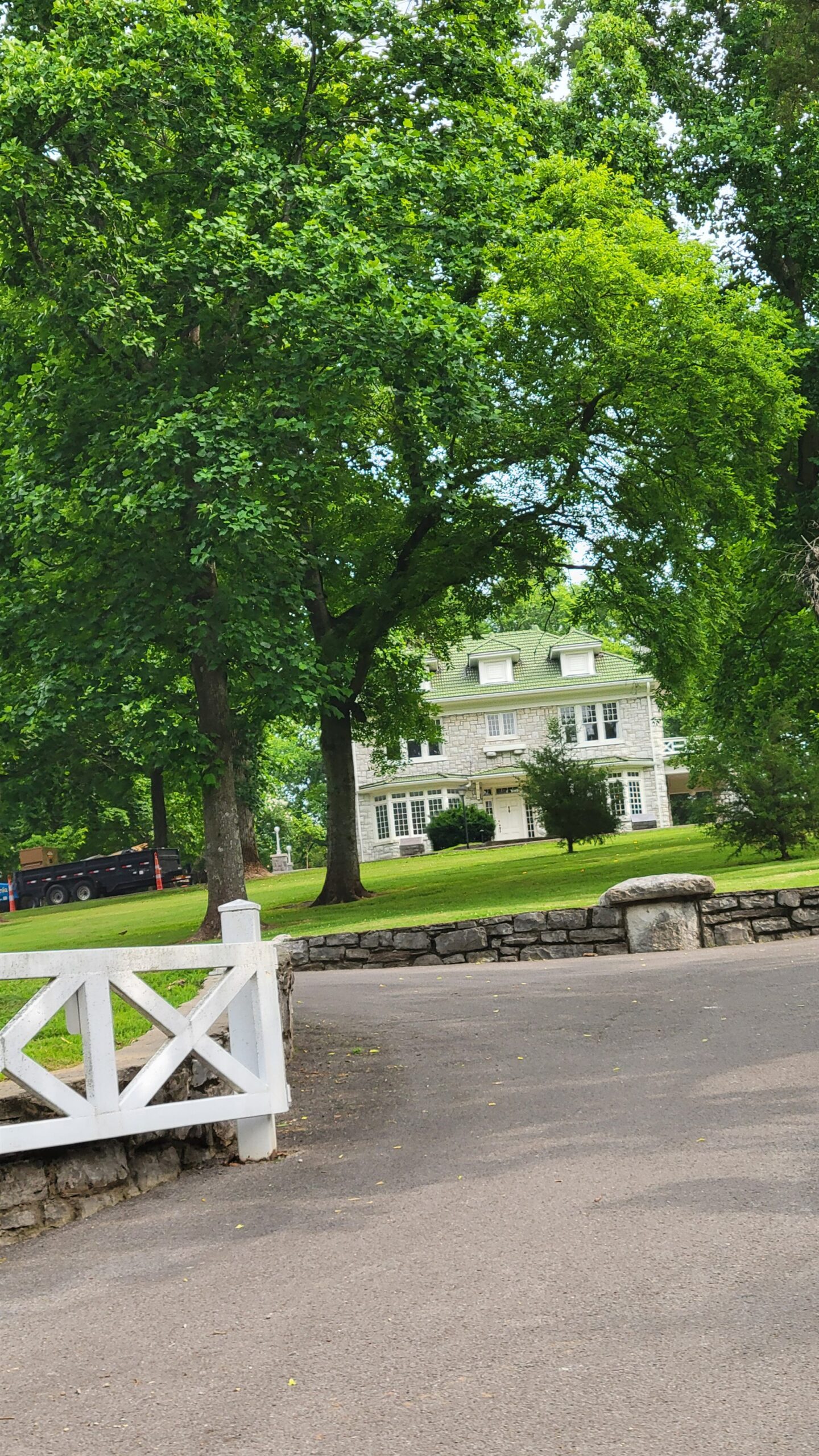 Historic Stone Hall surrounded by mature trees in Donelson, Tennessee.